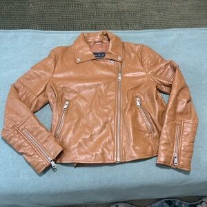 Bagatelle Tan Leather Jacket with Silver Accents